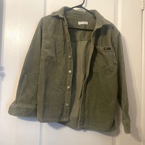 Zara dark swamp green button up ribbed jacket